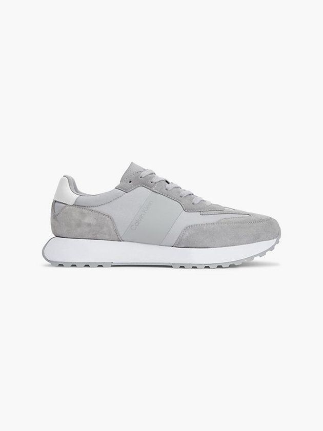 Grey Calvin Klein Suede Men Sneakers | BYZO-58076