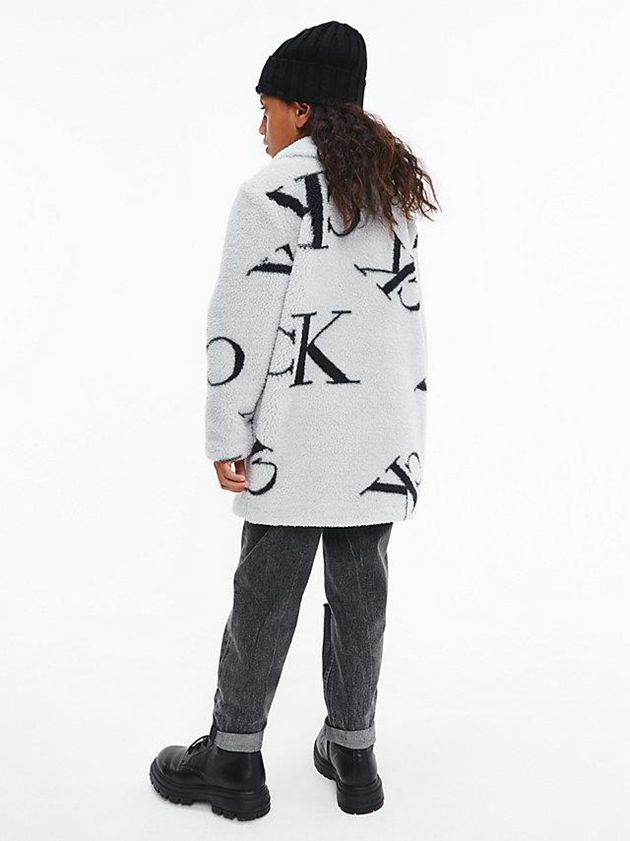 Grey Calvin Klein Teddy Logo Coat Girls's Jacket | PAWG-42930