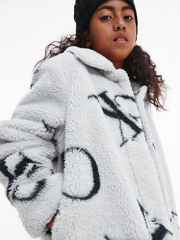 Grey Calvin Klein Teddy Logo Coat Girls's Jacket | PAWG-42930
