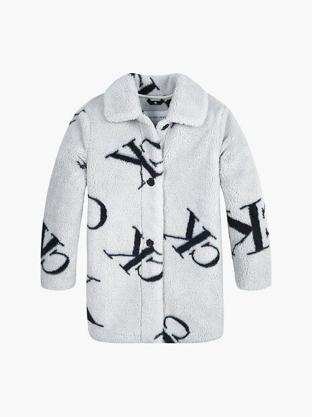 Grey Calvin Klein Teddy Logo Coat Girls's Jacket | PAWG-42930