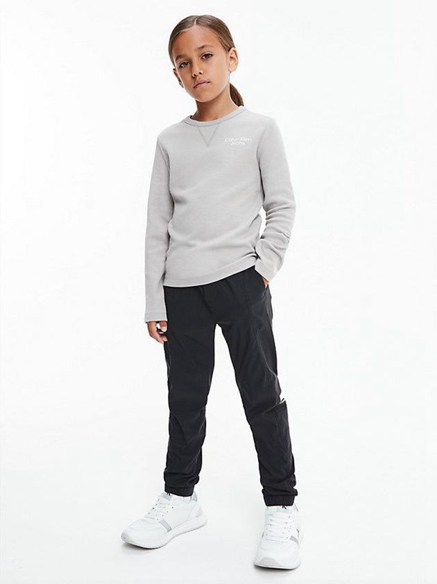 Grey Calvin Klein Textured Long Sleeve Top Boys's Sweatshirt | HIOQ-04865
