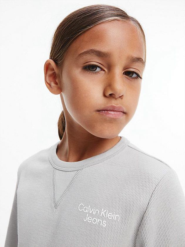 Grey Calvin Klein Textured Long Sleeve Top Boys's Sweatshirt | HIOQ-04865