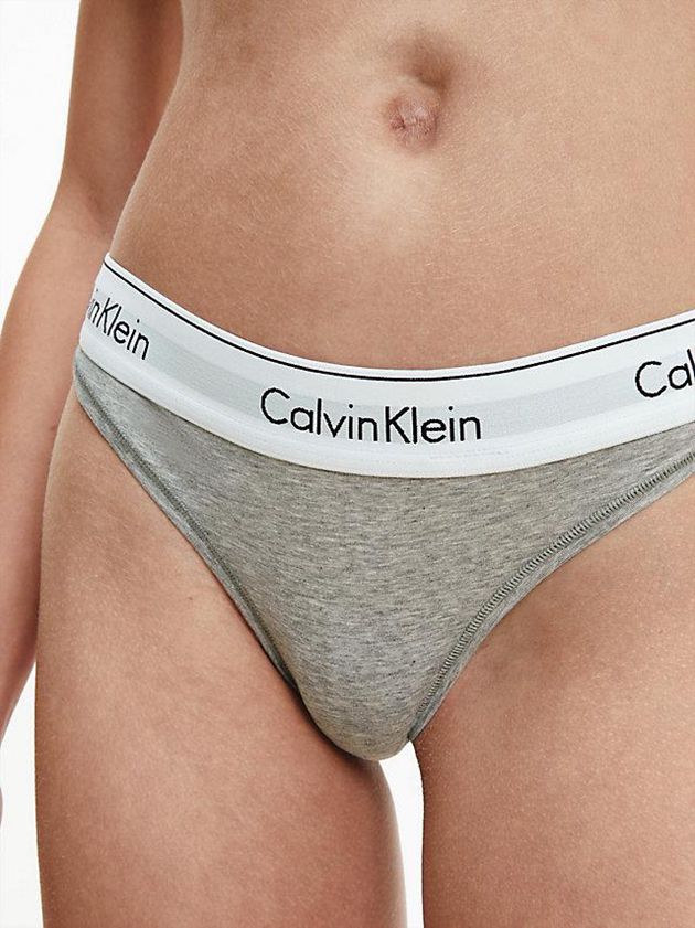 Grey Calvin Klein Thong Set - Modern Cotton Women Bra | AVWF-97123
