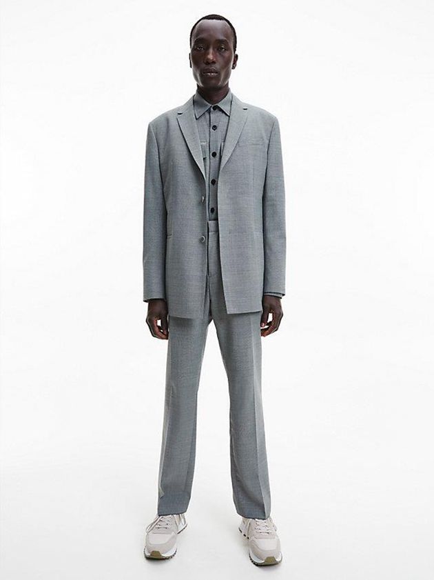 Grey Calvin Klein Two Tone Wool Blend Men Pants | GTMI-83401