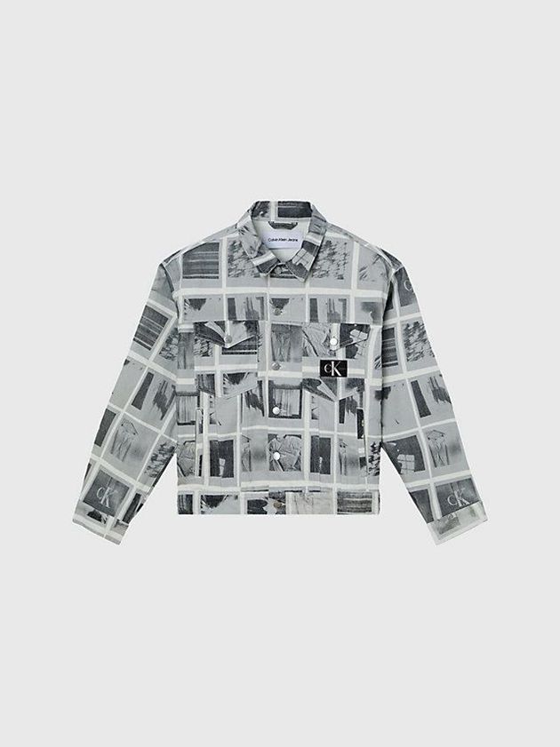 Grey Calvin Klein Unisex Printed Denim Men Jacket | MOVP-53296