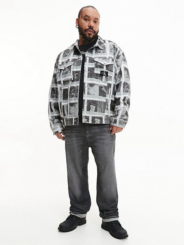 Grey Calvin Klein Unisex Printed Denim Men Jacket | MOVP-53296