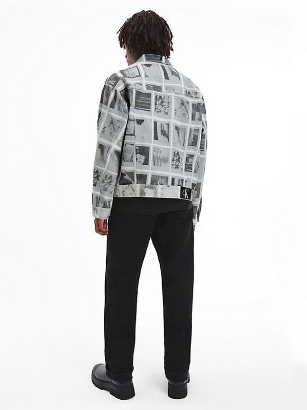 Grey Calvin Klein Unisex Printed Denim Men Jacket | MOVP-53296