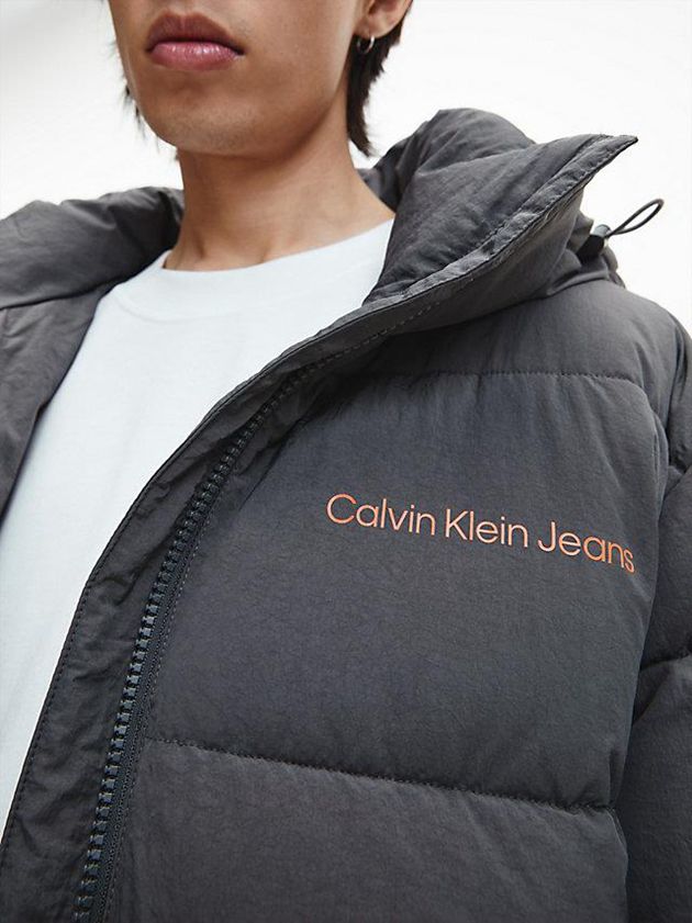 Grey Calvin Klein Unisex Recycled Nylon Puffer Women Jacket | MOSG-03169