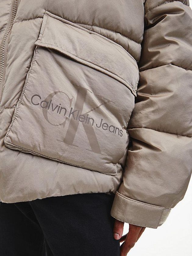 Grey Calvin Klein Unisex Recycled Nylon Puffer Women Jacket | RVGC-40256