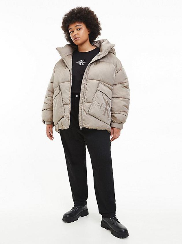 Grey Calvin Klein Unisex Recycled Nylon Puffer Men Jacket | OSGA-68419