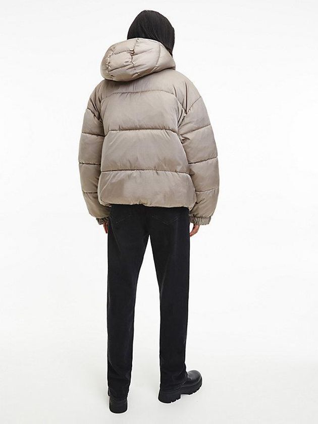Grey Calvin Klein Unisex Recycled Nylon Puffer Men Jacket | OSGA-68419
