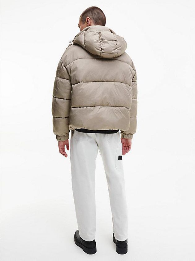 Grey Calvin Klein Unisex Recycled Nylon Puffer Men Jacket | OSGA-68419