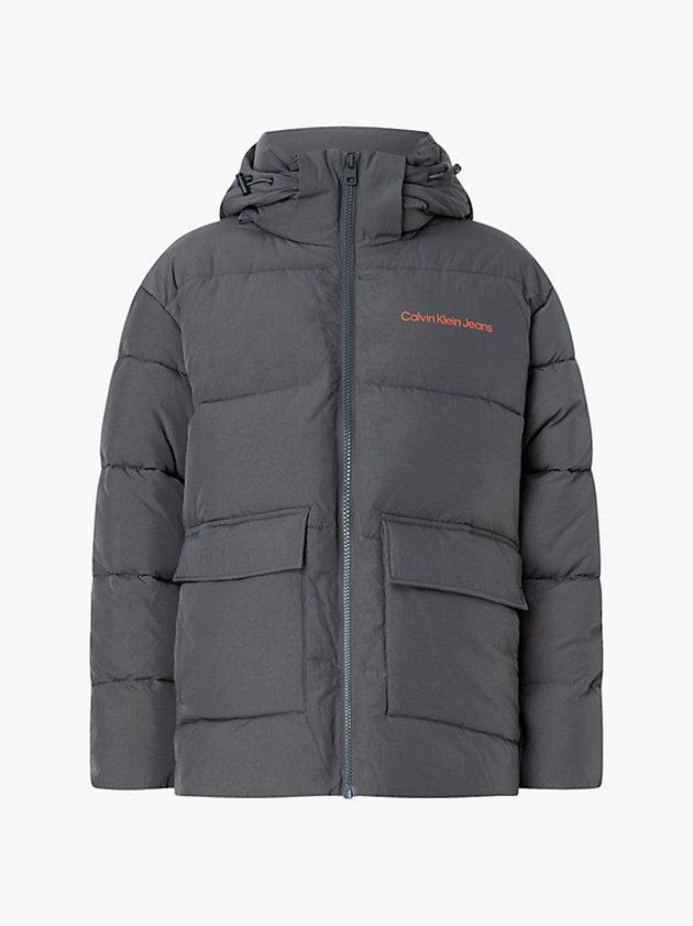 Grey Calvin Klein Unisex Recycled Nylon Puffer Men Jacket | ADHW-87209