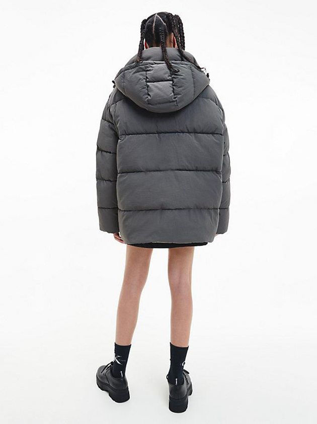 Grey Calvin Klein Unisex Recycled Nylon Puffer Men Jacket | ADHW-87209