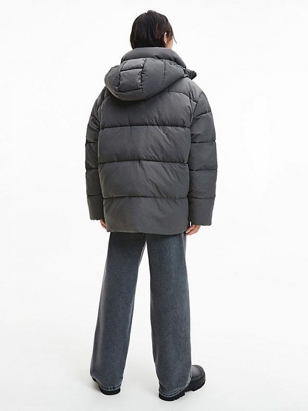 Grey Calvin Klein Unisex Recycled Nylon Puffer Men Jacket | ADHW-87209
