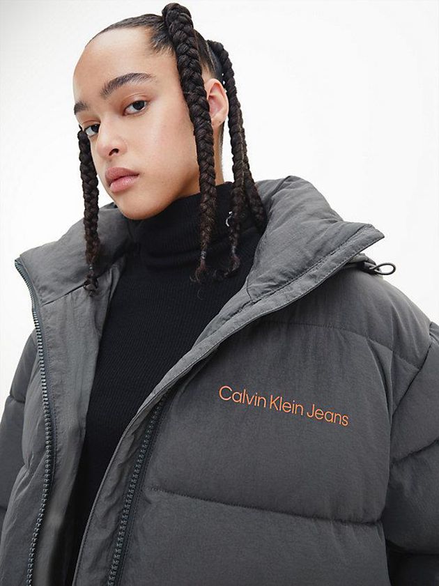 Grey Calvin Klein Unisex Recycled Nylon Puffer Men Jacket | ADHW-87209