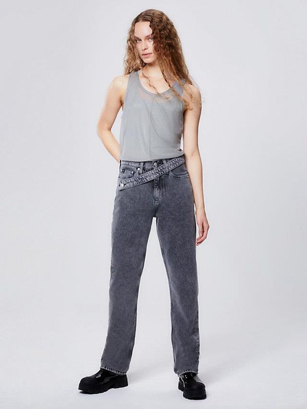 Grey Calvin Klein Unisex Slim Mesh Tank Women Top | PRLH-68309