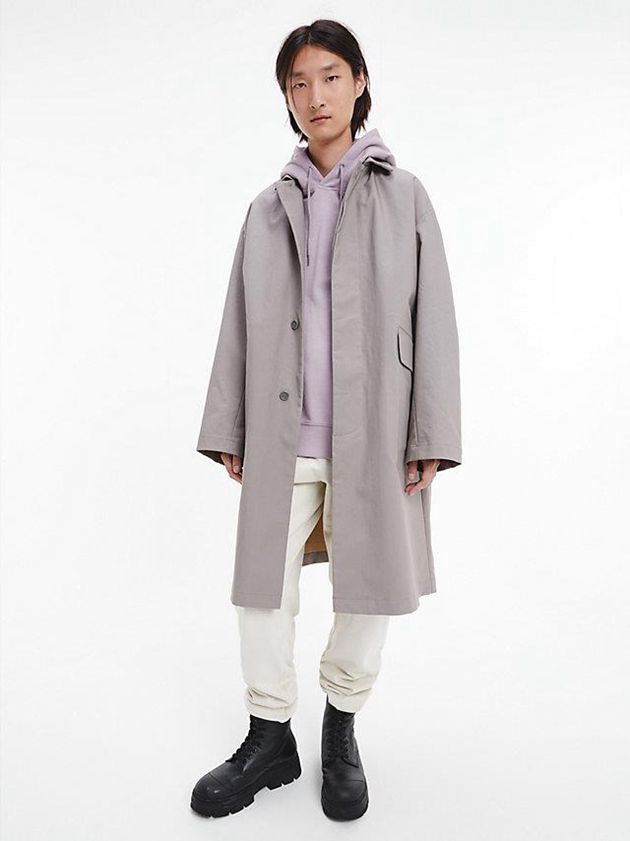 Grey Calvin Klein Unisex Trench - CK Standards Women Coat | NWFP-97824