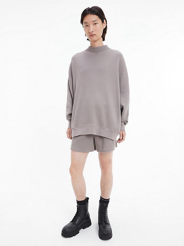 Grey Calvin Klein Unisex Waffle Cotton Jumper - CK Standards Men Sweater | AVYF-63048