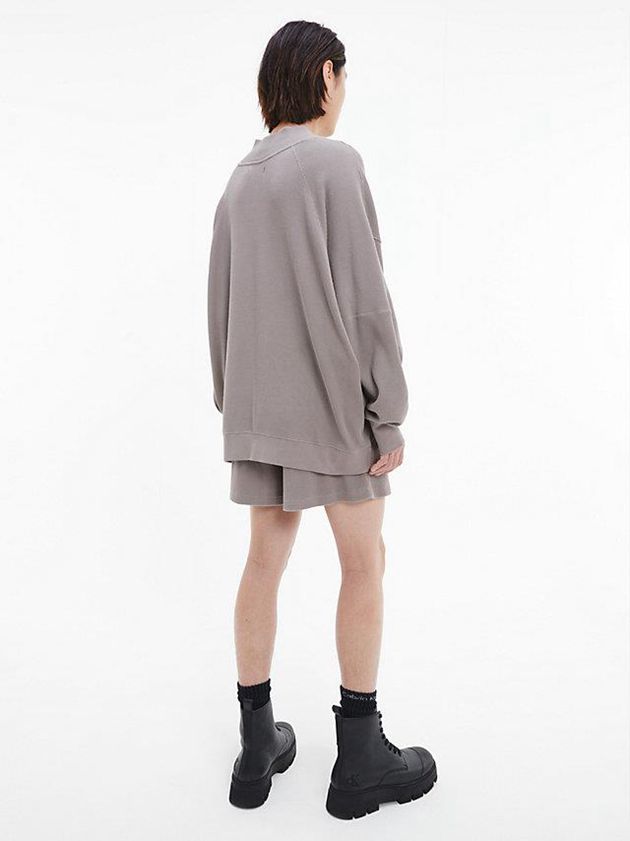 Grey Calvin Klein Unisex Waffle Cotton Jumper - CK Standards Men Sweater | AVYF-63048