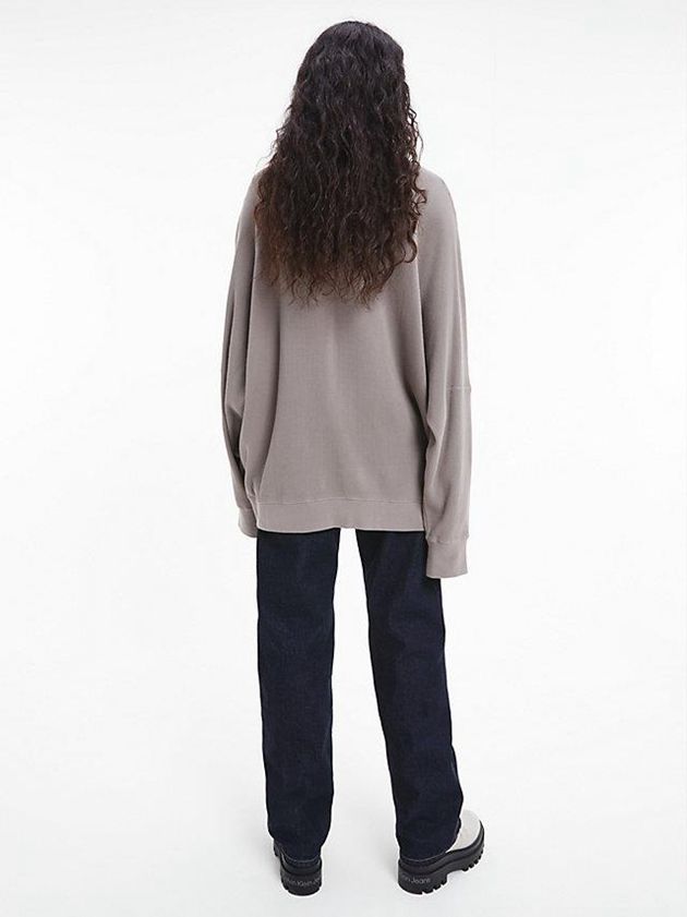 Grey Calvin Klein Unisex Waffle Cotton Jumper - CK Standards Men Sweater | AVYF-63048