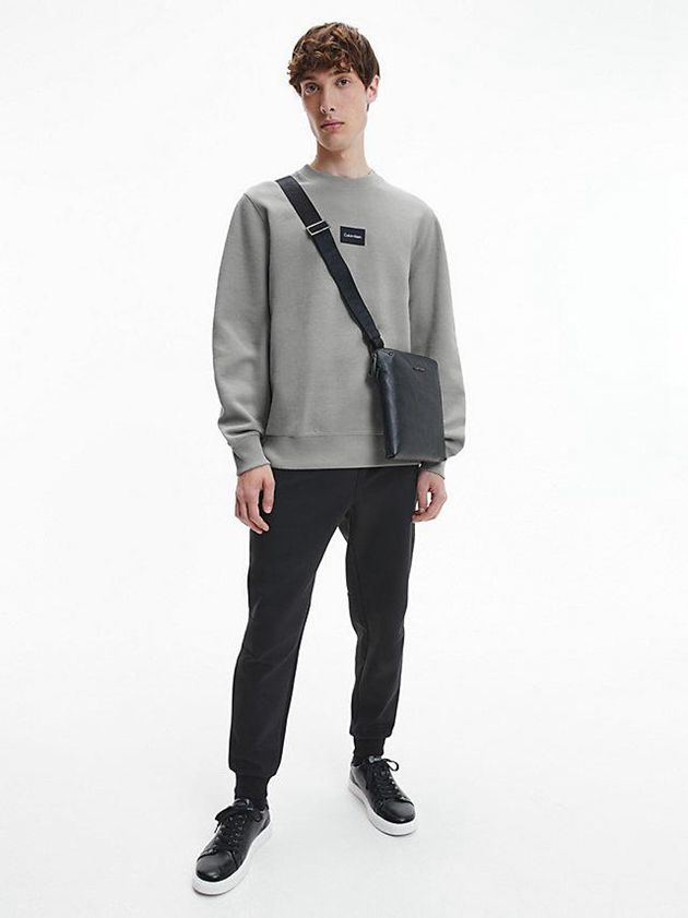 Grey Calvin Klein Waffle Knit Men Sweatshirt | SDPL-92465