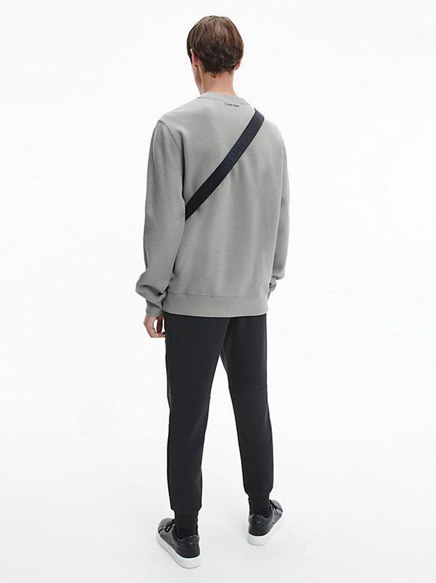 Grey Calvin Klein Waffle Knit Men Sweatshirt | SDPL-92465