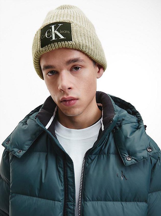 Grey Calvin Klein Wool Blend Men Beanie | GEJH-60178