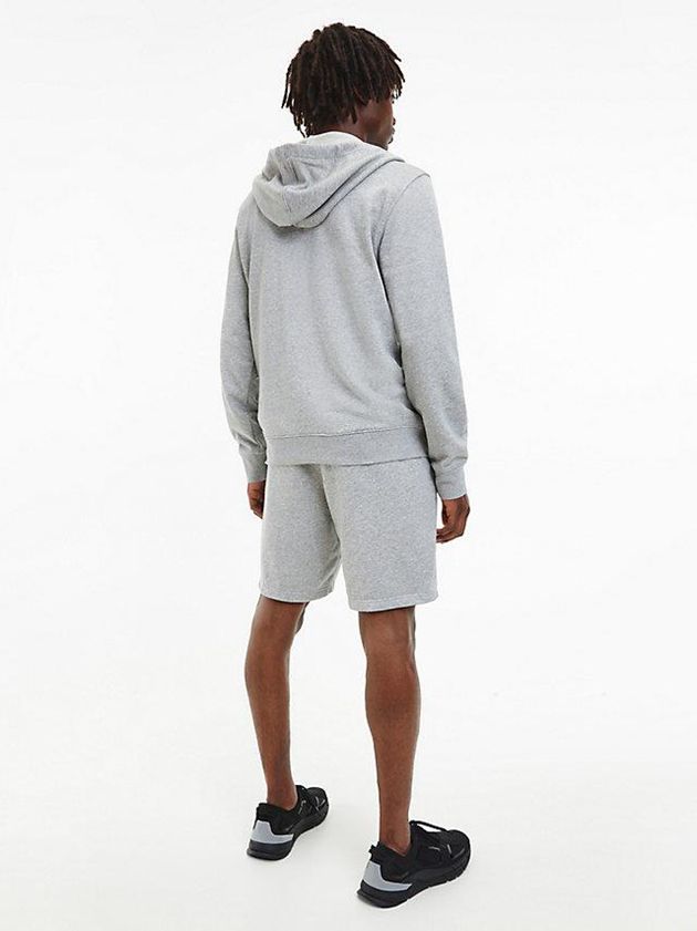 Grey Calvin Klein Zip Up Logo Men Hoodie | QPXS-19503