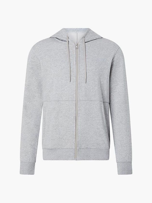 Grey Calvin Klein Zip Up Logo Men Hoodie | QPXS-19503