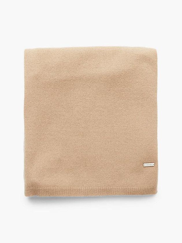 Khaki Calvin Klein Cashmere Blend Women Scarf | CQMK-19452