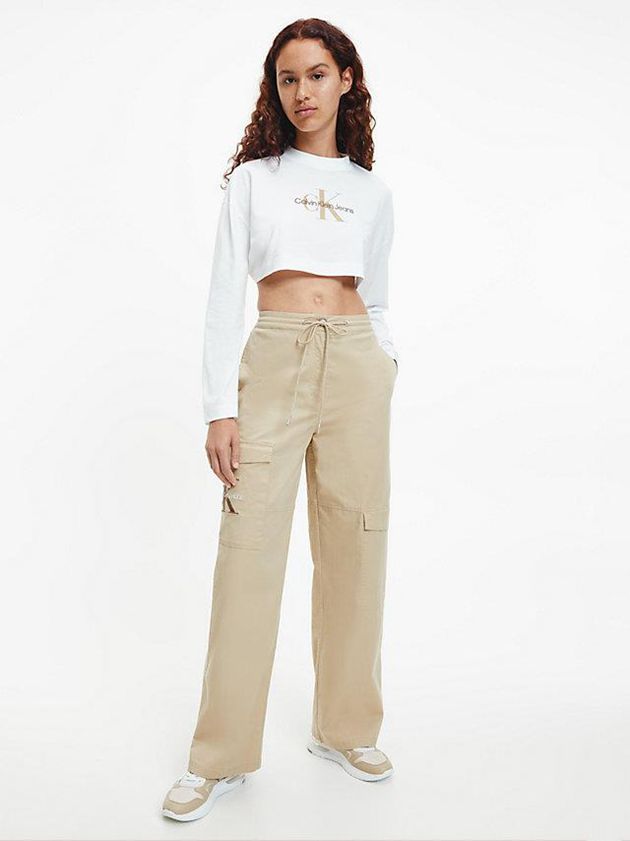 Khaki Calvin Klein Cotton Twill Cargo Women Pants | GREQ-15938