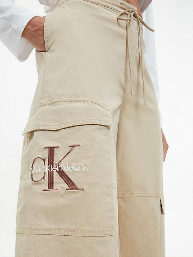 Khaki Calvin Klein Cotton Twill Cargo Women Pants | GREQ-15938