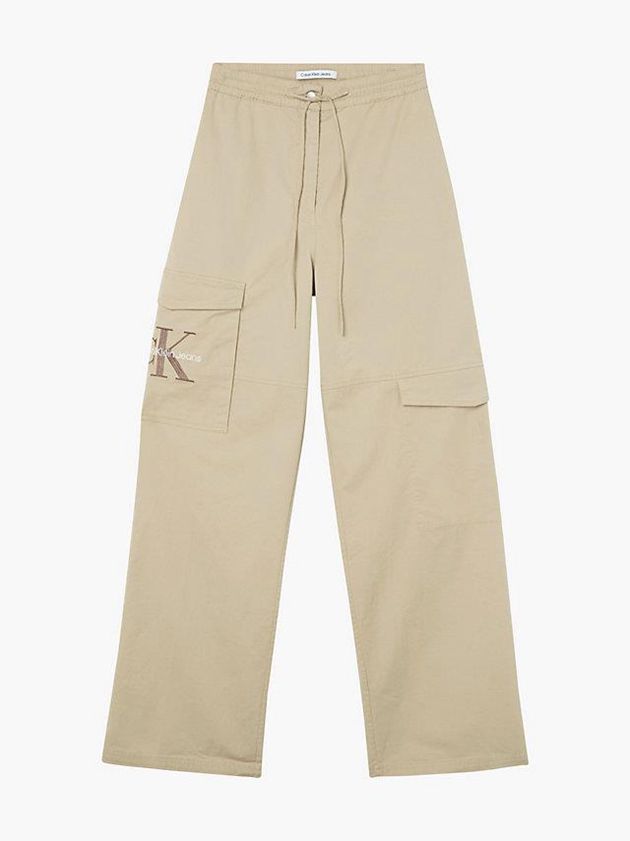 Khaki Calvin Klein Cotton Twill Cargo Women Pants | GREQ-15938