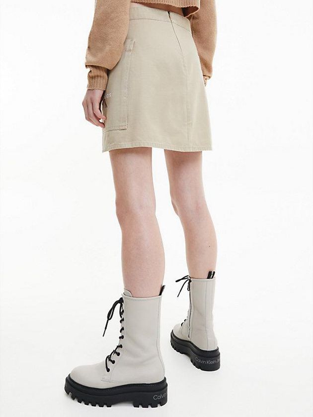 Khaki Calvin Klein Cotton Twill Utility Mini Women Skirt | WNHU-96382