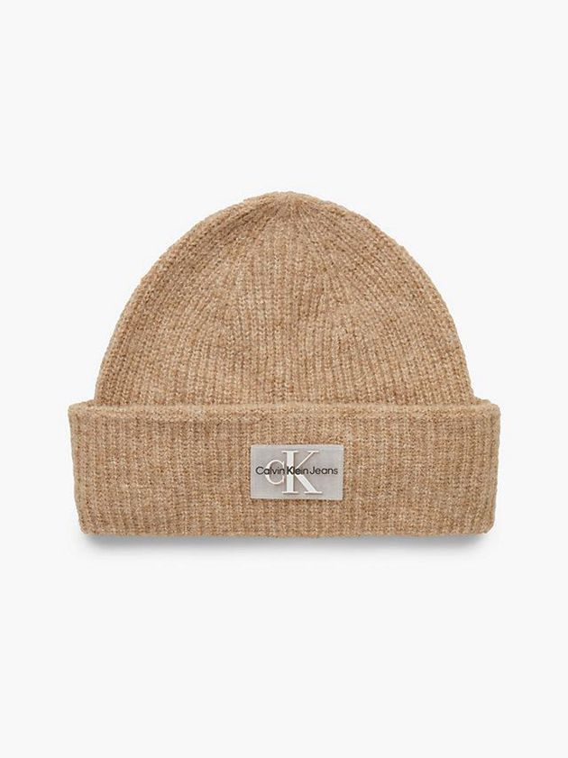 Khaki Calvin Klein Knit Men Beanie | ZEMC-40753
