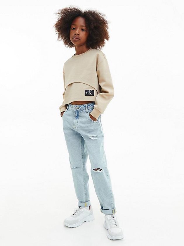 Khaki Calvin Klein Layered Girls's Sweatshirt | LETJ-60324