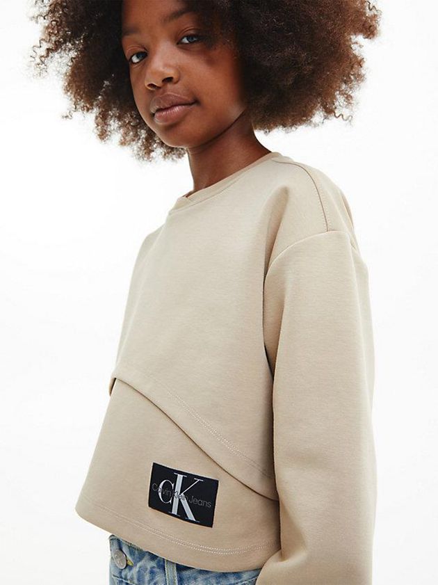 Khaki Calvin Klein Layered Girls's Sweatshirt | LETJ-60324