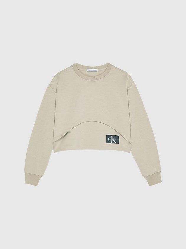 Khaki Calvin Klein Layered Girls's Sweatshirt | LETJ-60324