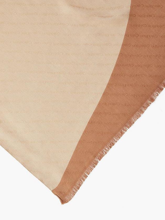Khaki Calvin Klein Logo Jacquard Women Scarf | FLBU-89763