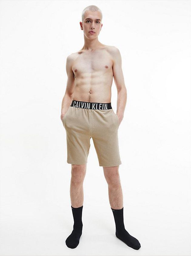 Khaki Calvin Klein Lounge - Intense Power Men Shorts | XPIK-87295