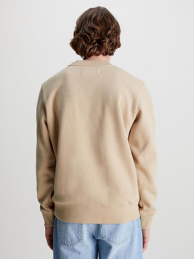 Khaki Calvin Klein Monogram Men Sweatshirt | PJOX-52680