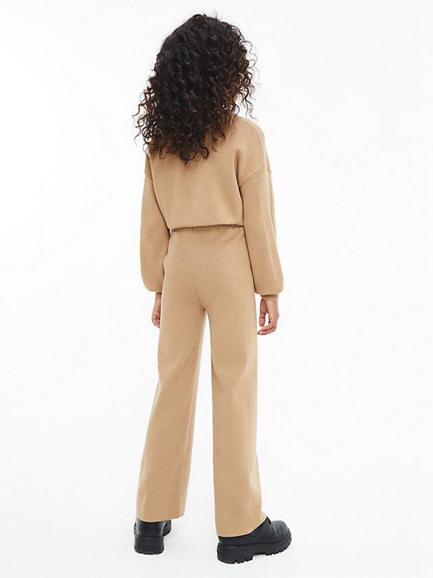 Khaki Calvin Klein Organic Cotton Ribbed Girls's Sweater | YNCZ-29563
