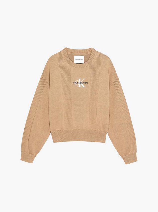 Khaki Calvin Klein Organic Cotton Ribbed Girls's Sweater | YNCZ-29563