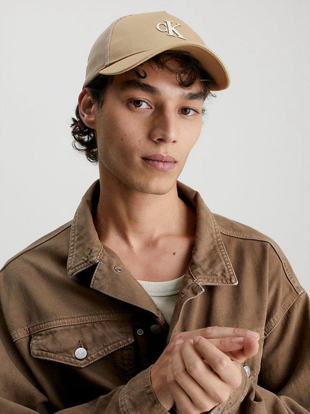 Khaki Calvin Klein Organic Cotton Trucker Men Cap | AHJQ-14065