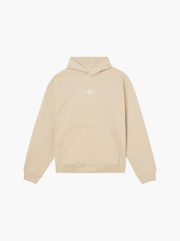 Khaki Calvin Klein Oversized Back Logo Men Hoodie | UMAW-04589