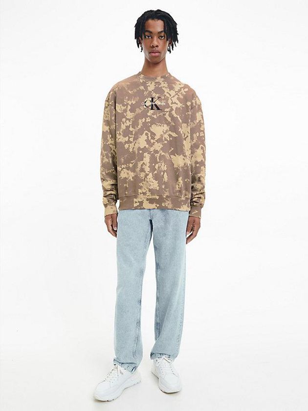 Khaki Calvin Klein Oversized Camo Men Sweatshirt | SWTA-64521