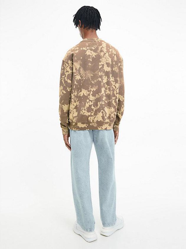 Khaki Calvin Klein Oversized Camo Men Sweatshirt | SWTA-64521
