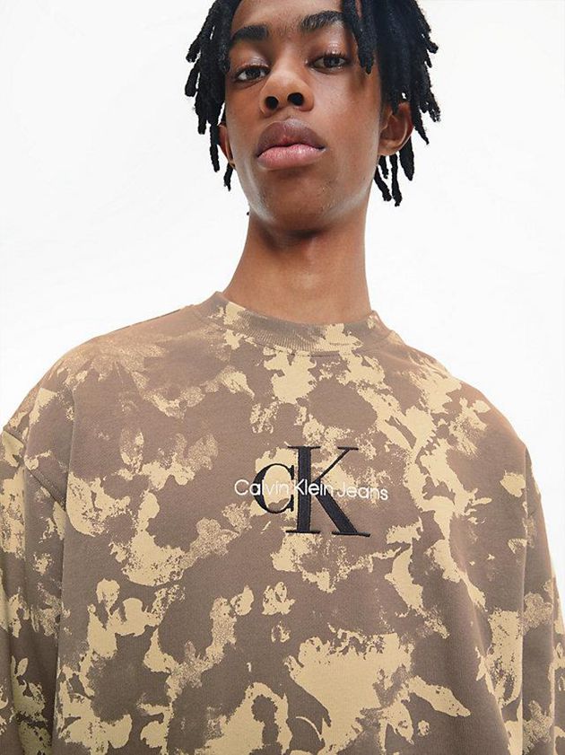 Khaki Calvin Klein Oversized Camo Men Sweatshirt | SWTA-64521