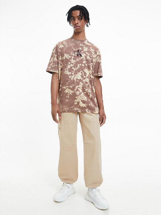 Khaki Calvin Klein Oversized Camo Men T-Shirt | DIJB-12590